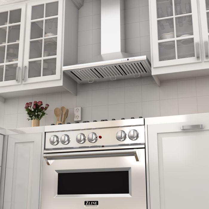 ZLINE 36 in. Gas Range with DuraSnow® Door & 36 in. Range Hood Appliance Package, 2KP-RGSNRH36