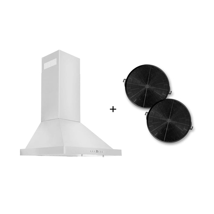 ZLINE 24" Convertible Wall Mount Range Hood in Stainless Steel with Charcoal Filters, KB-CF-24