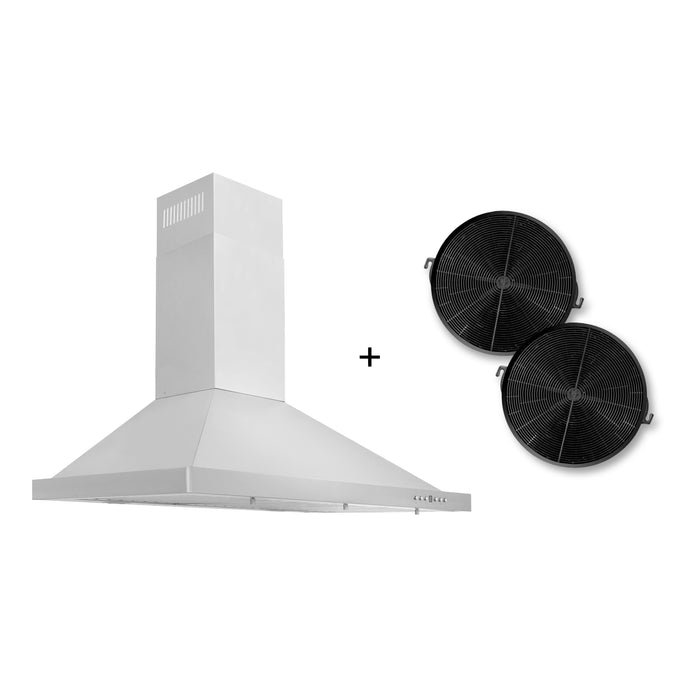 ZLINE 30" Convertible Wall Mount Range Hood in Stainless Steel with Charcoal Filters, KB-CF-30