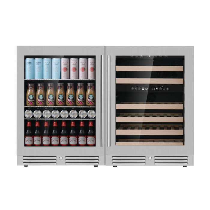 48" Ultimate Under Bench Wine Fridge and Bar Refrigerator Combo with 3 Temp. Zones