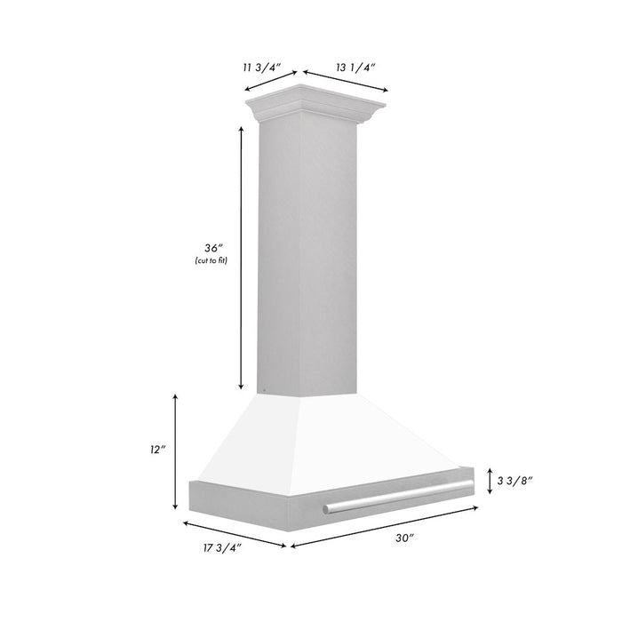 ZLINE Convertible Fingerprint Resistant DuraSnow® Stainless Steel Range Hood with White Matte Shell and Stainless Steel Handle (KB4SNX-WM)