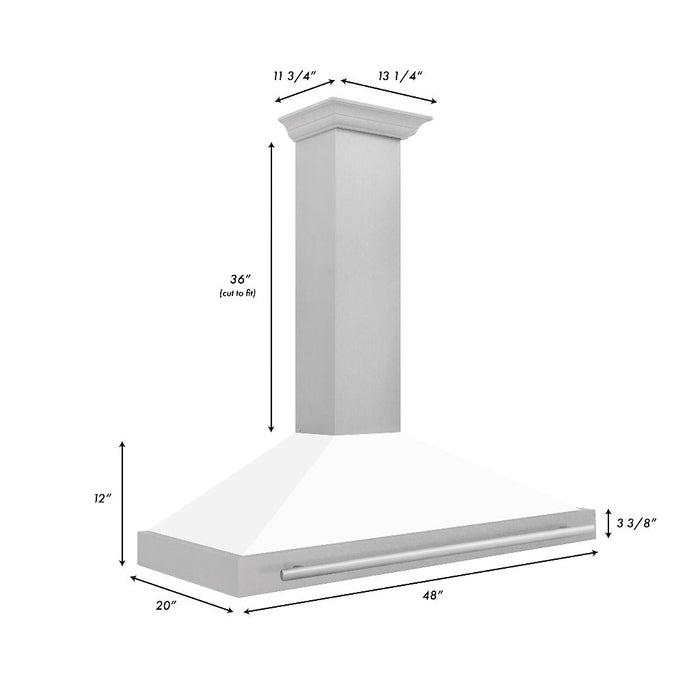 ZLINE 48 in. Convertible Fingerprint Resistant DuraSnow® Stainless Steel Range Hood with Colored Shell Options and Stainless Steel Handle (KB4SNX-48)