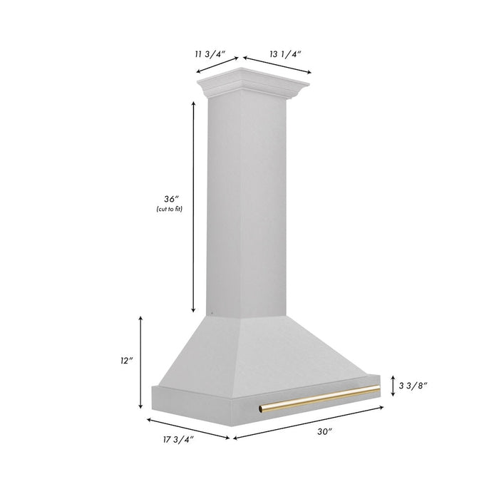 ZLINE Autograph Edition Convertible Fingerprint Resistant DuraSnow® Stainless Steel Range Hood with Polished Gold Handle (KB4SNZ-G)