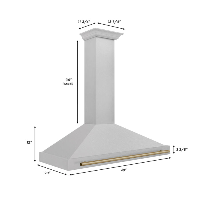 ZLINE Autograph Edition 48 in. Convertible Fingerprint Resistant DuraSnow® Stainless Steel Range Hood with Accent Handle (KB4SNZ-48)