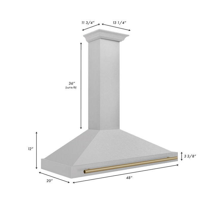 ZLINE Autograph Edition Convertible Fingerprint Resistant DuraSnow® Stainless Steel Range Hood with Champagne Bronze Handle (KB4SNZ-CB)