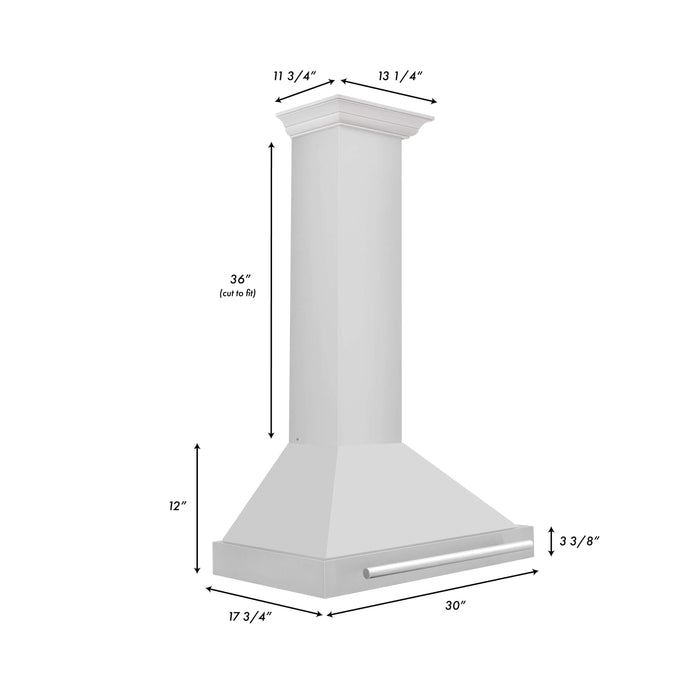 ZLINE 30 in. Convertible Stainless Steel Range Hood with Stainless Steel Handle and Colored Shell Options (KB4STX-30)