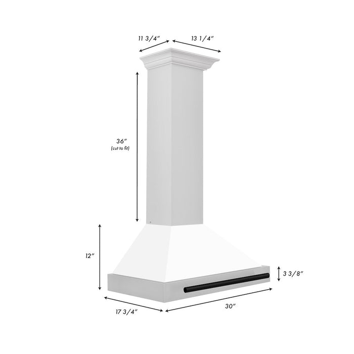 ZLINE Autograph Edition Convertible Stainless Steel Range Hood with White Matte Shell and Matte Black Accents (KB4STZ-WM-MB)