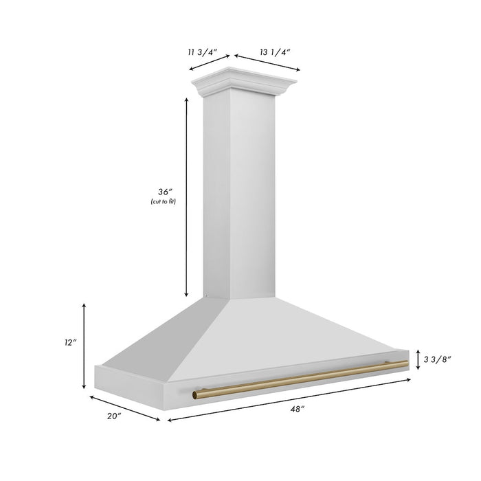 ZLINE Autograph Edition Convertible Stainless Steel Range Hood with Stainless Steel Shell and Champagne Bronze Accents (KB4STZ-CB)