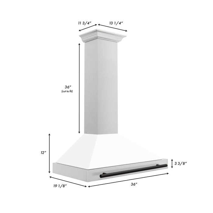 ZLINE Autograph Edition 36 in. Convertible Stainless Steel Range Hood with White Matte Shell and Accents (KB4STZ-WM36)