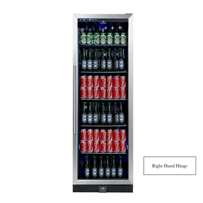 72" Large Beverage Refrigerator With Clear Glass Door with Stainless Steel Trim