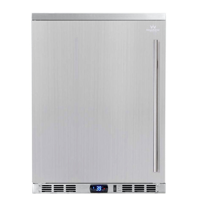 24-Inch Outdoor Beverage Refrigerator with Solid Stainless Steel Door