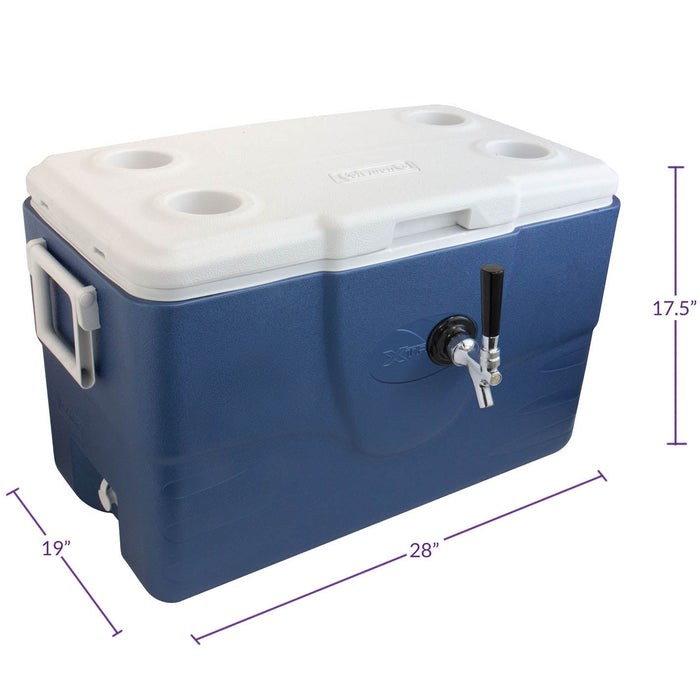 Xtreme Blue Single Tap 52 Qt. Beer Jockey Box with Center Mounted Faucet and Back Input