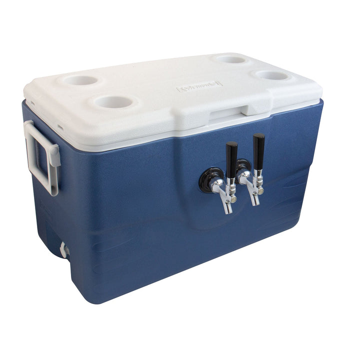 Xtreme Blue Double Tap 52 Qt. Beer Jockey Box with Center Mounted Faucets and Back Input