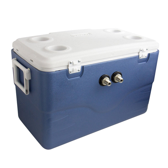 Xtreme Blue Double Tap 52 Qt. Beer Jockey Box with Center Mounted Faucets and Back Input