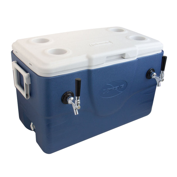 Xtreme Blue Double Tap 52 Qt. Beer Jockey Box with Side Mounted Faucets and Back Input