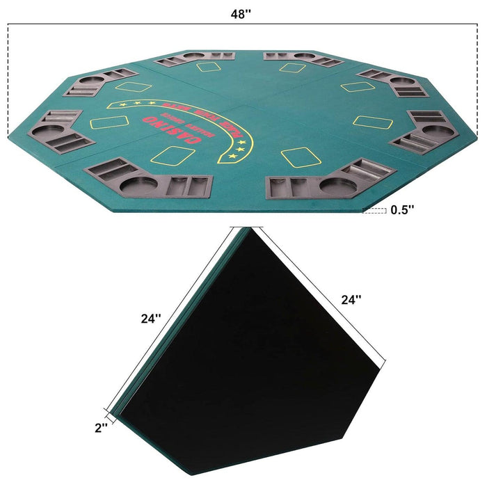 48" Folding Poker Mat Table Top 8 Player Gaming Mat with Carry Bag Cup Holder