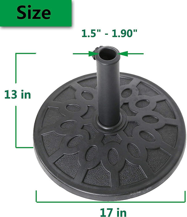 17" Umbrella Base Patio Outdoor Round Universal Stand Rust-Proof, Black