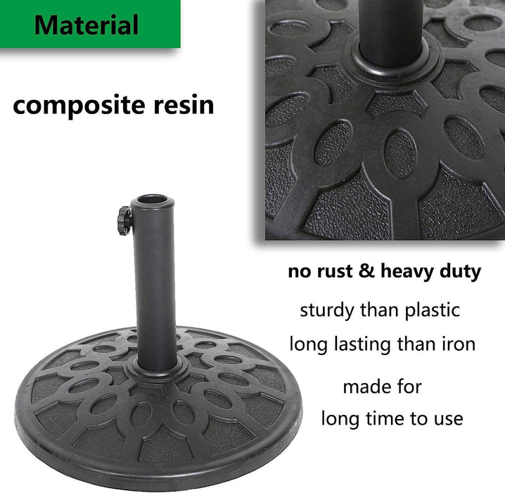 17" Umbrella Base Patio Outdoor Round Universal Stand Rust-Proof, Black