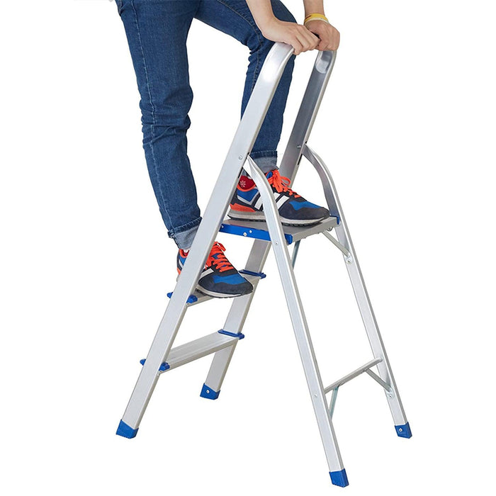 3 Step Ultra Lightweight Step Ladder 220lbs Capacity Aluminum Folding Stool Home Kitchen