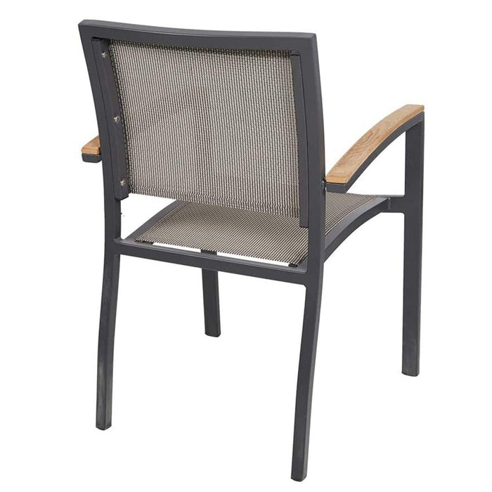 Set of 4 Stacking Metal Patio Dining Kitchen Chair Comfortable Mesh Seat Metal Armchair