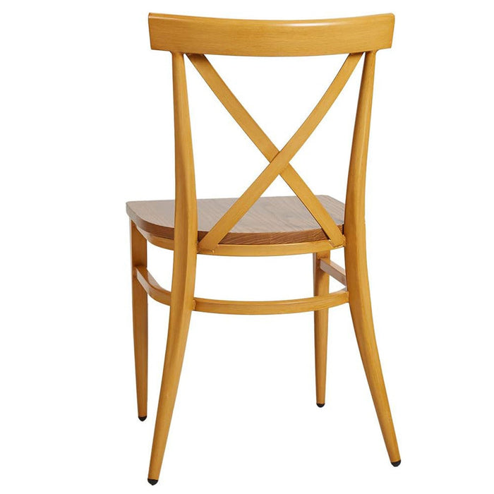 Set of 2 Dining Side Chairs Solid Wood Chair Heavy Duty Metal Frame, X Back Yellow