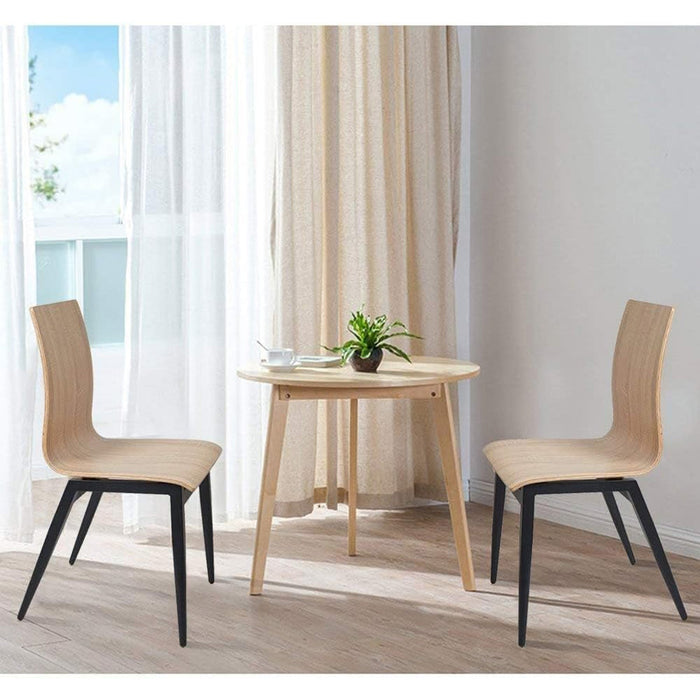 Set of 4 Modern Kitchen Chairs with Wooden Seat and Metal Legs Dining Side Chair, light Brown