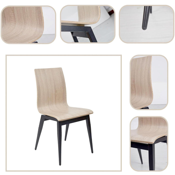 Set of 4 Modern Kitchen Chairs with Wooden Seat and Metal Legs Dining Side Chair, light Brown