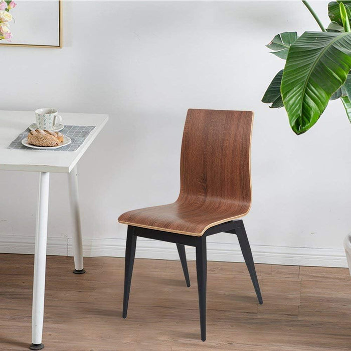 Set of 4 Modern Kitchen Chairs with Wooden Seat and Metal Legs Dining Side Chair, Brown