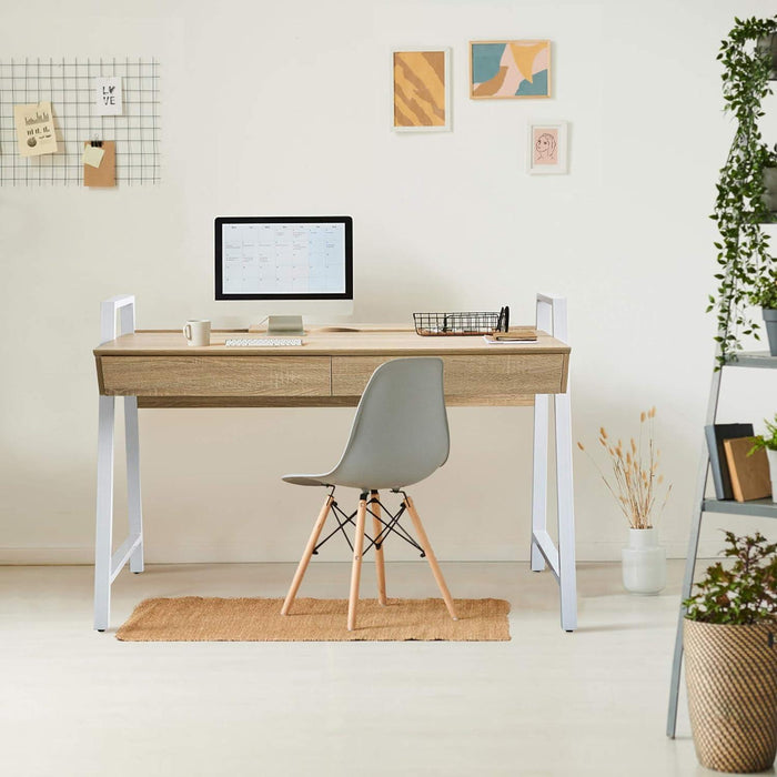 50" Computer Desk with 2 Drawers Wood Home Office Desk Work Table, White