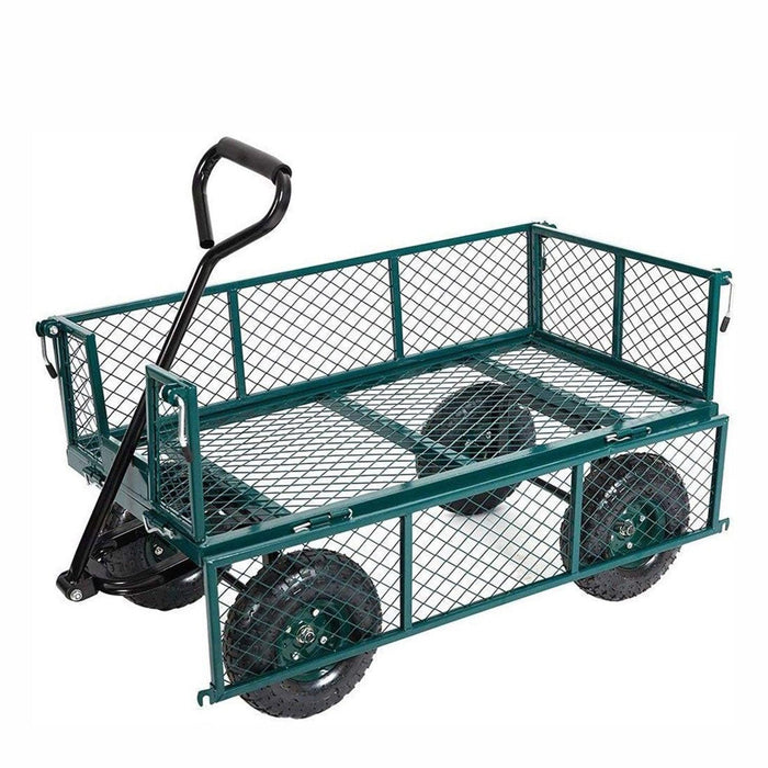 Utility Wagon Garden Cart Heavy Duty Steel Farm Cart with Removable Folding Sides