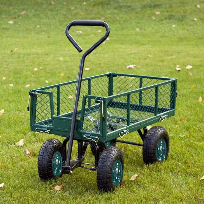 Utility Wagon Garden Cart Heavy Duty Steel Farm Cart with Removable Folding Sides