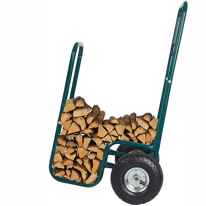 Firewood Log Rack Carrier Cart Wood Rack Storage Mover with Rolling Wheel