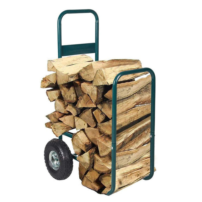 Firewood Log Rack Carrier Cart Wood Rack Storage Mover with Rolling Wheel