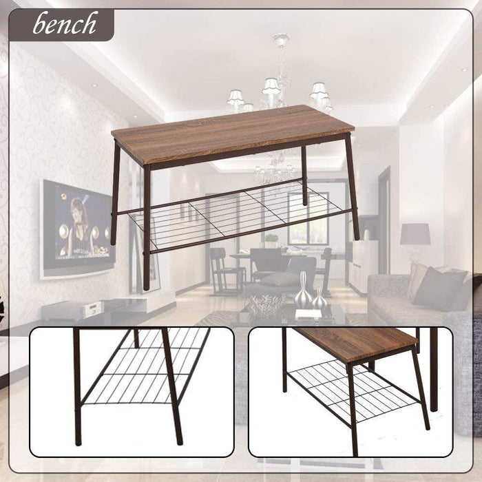 6 Piece Dining Table Set, 1 Dining Table 43.3" for 4-6 with 4 Dining Chairs and 1 Bench Compact Wooden Dinette, Wood Backrest