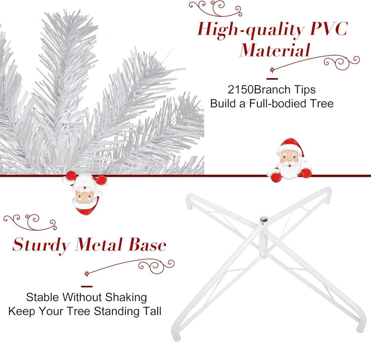 10ft Artificial Christmas Tree Xmas Pine Trees with 2150 Tips Sturdy Metal Stand, White