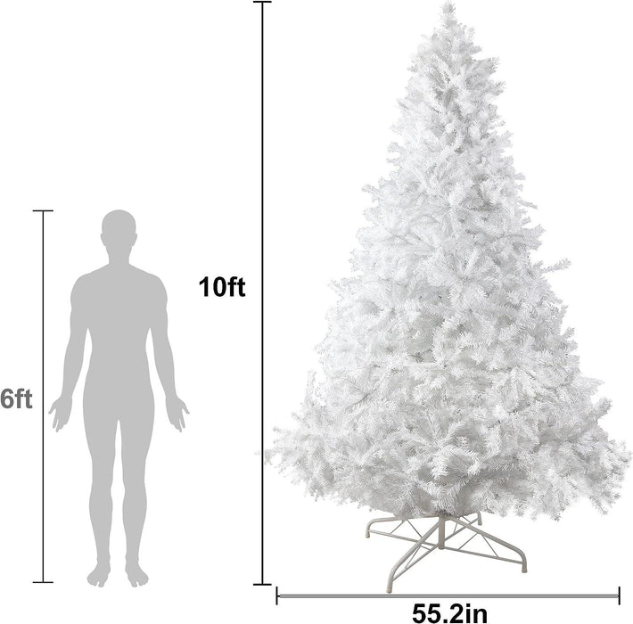 10ft Artificial Christmas Tree Xmas Pine Trees with 2150 Tips Sturdy Metal Stand, White