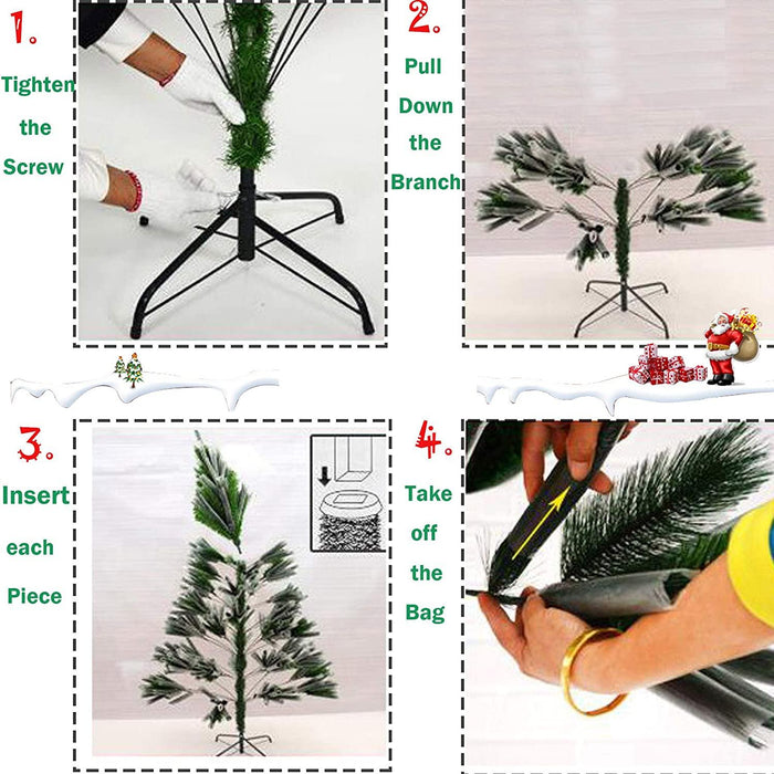 8ft Artificial Christmas Pine Needle Tree Xmas Tree with 460 Branch Tips White Points and Decorations