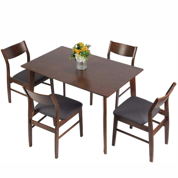 5 Piece Dining Table Set, 1 Dining Table 47.2" for 4-6 with 4 Dining Chairs Mid-Century Modern Wood Kitchen Dining Set