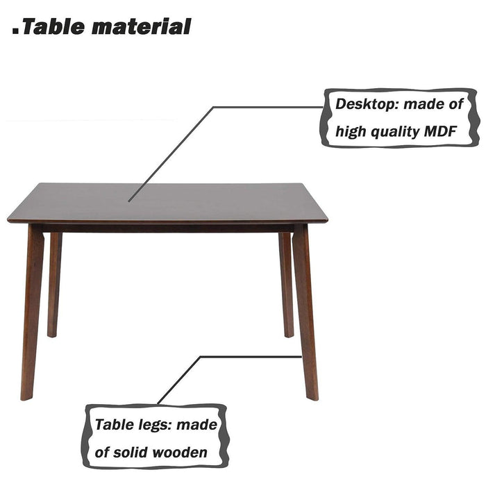 47.2" Rectangle Dining Table for 4-6 Mid-Century Modern Kitchen Table with Solid Wood Leg Mid-Century Modern