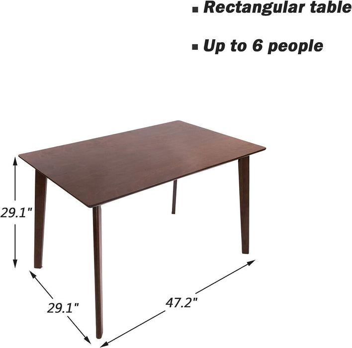 5 Piece Dining Table Set, 1 Dining Table 47.2" for 4-6 with 4 Dining Chairs Mid-Century Modern Wood Kitchen Dining Set