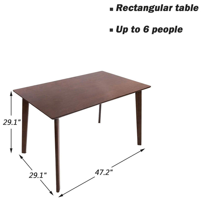 47.2" Rectangle Dining Table for 4-6 Mid-Century Modern Kitchen Table with Solid Wood Leg Mid-Century Modern