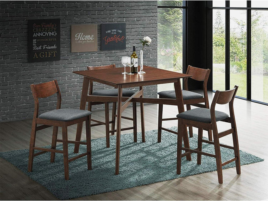 5 Piece Bar Table Set, 1 Bar Table 36" for 2-4 with 4 Bar Stools Mid-Century Modern Kitchen Dining Table Set