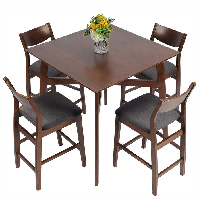 5 Piece Bar Table Set, 1 Bar Table 36" for 2-4 with 4 Bar Stools Mid-Century Modern Kitchen Dining Table Set