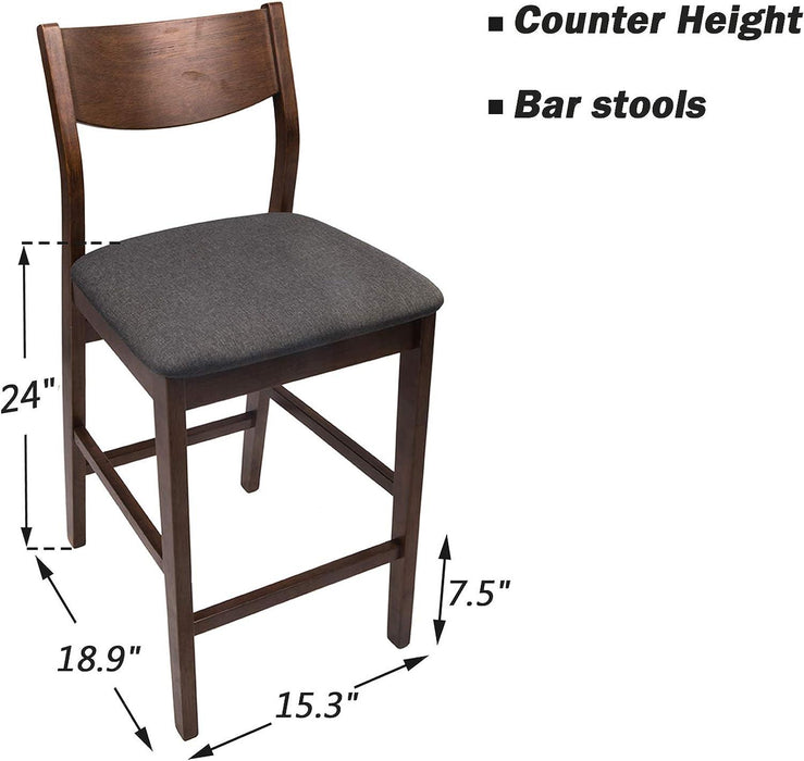 5 Piece Bar Table Set, 1 Bar Table 36" for 2-4 with 4 Bar Stools Mid-Century Modern Kitchen Dining Table Set