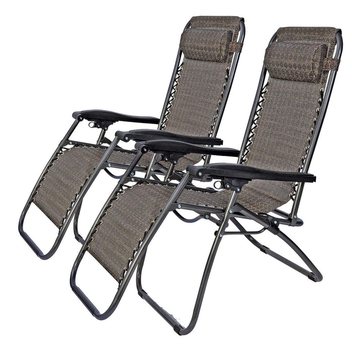 Set of 2 Adjustable Zero Gravity Chairs, Folding Reclining Patio Lounge Chairs with Pillow, Pattern