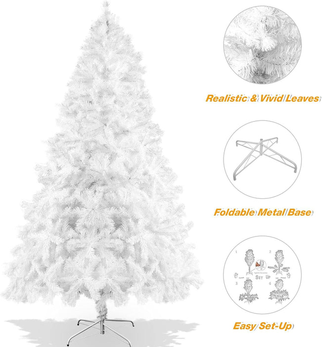 9ft Premium Artificial Christmas Spruce Tree 1850 Branch Tips w/Metal Stand, White