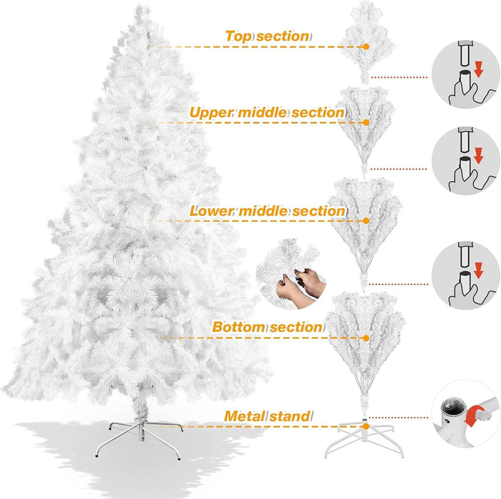 9ft Premium Artificial Christmas Spruce Tree 1850 Branch Tips w/Metal Stand, White