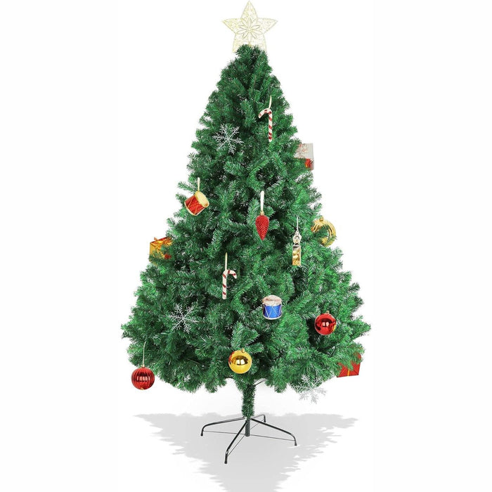 6ft Premium Spruce Artificial Christmas Tree with 800 Branch Tips and Decoration, Green