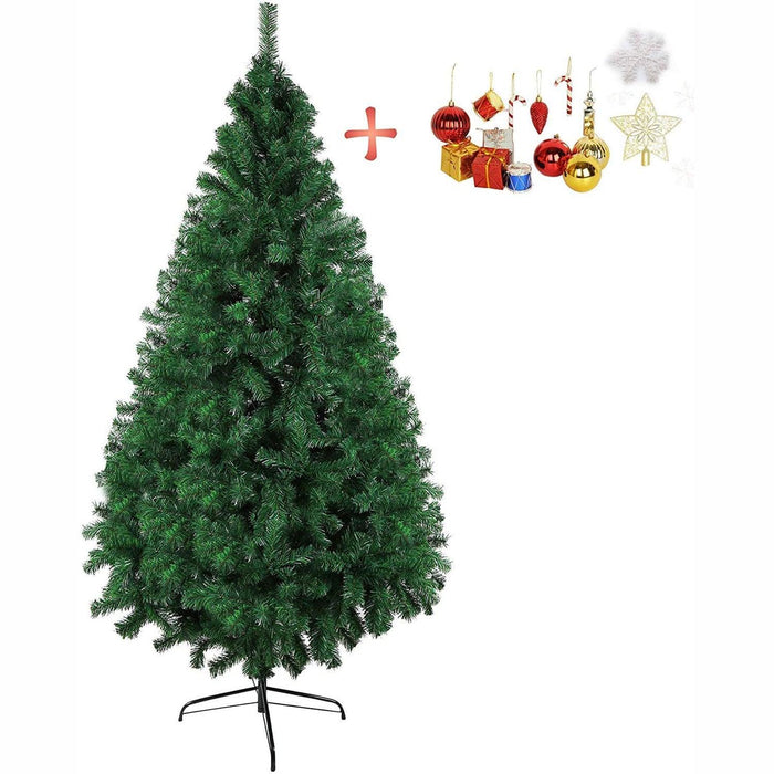 7ft Christmas Pine Tree Artificial Xmas Tree with 1000 Branch Tips and Decoration, Green