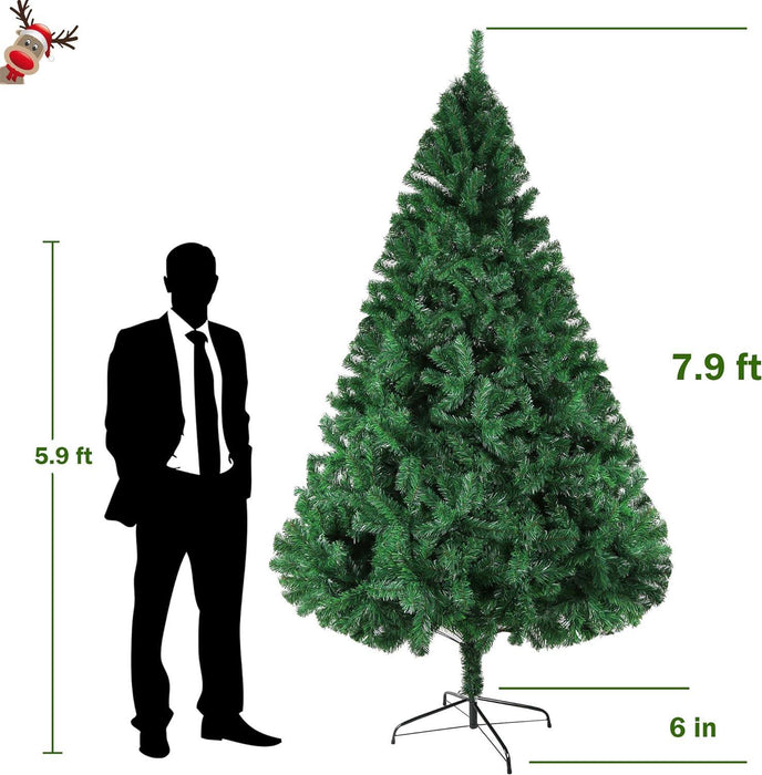 7.9ft Premium Spruce Artificial Christmas Tree with 1500 Branch Tips and Decoration, Green